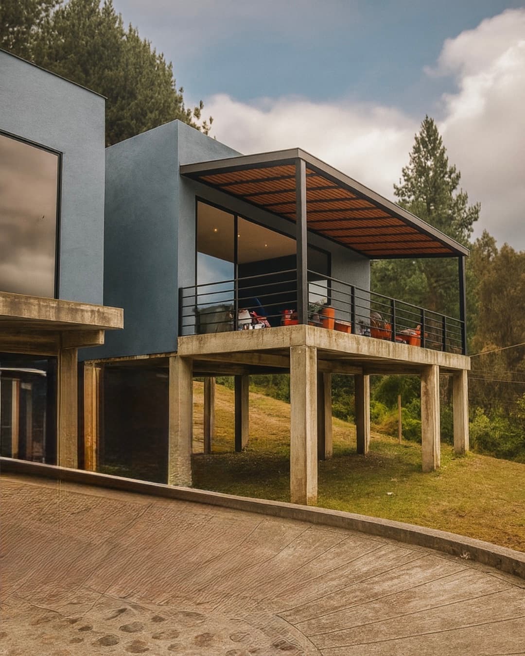 Proyecto contemporáneo de Fabrique integrado a un paisaje rural